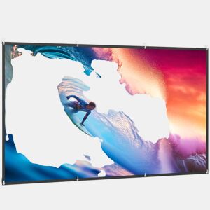 HOMCOM Tela de Projetor Manual 120 Polegadas, Ecrã de Projeção, Formato 16:9, HD 4K8K, Tecido Lavável, para Interior e Exterior, Cinema em Casa, Escritório, Pátio, Branco