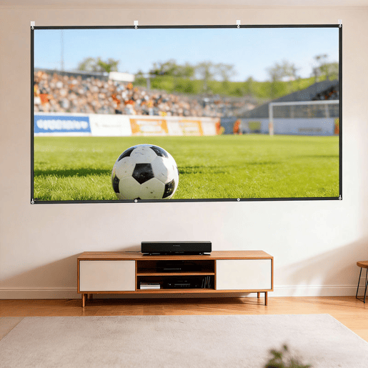 HOMCOM Tela de Projetor Manual 120 Polegadas, Ecrã de Projeção, Formato 16:9, HD 4K8K, Tecido Lavável, para Interior e Exterior, Cinema em Casa, Escritório, Pátio, Branco