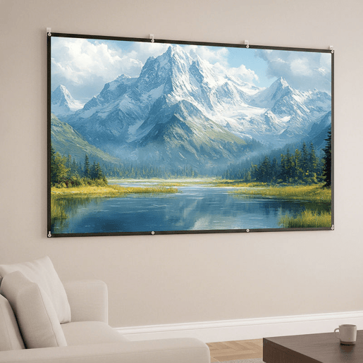 HOMCOM Tela de Projetor Manual 120 Polegadas, Ecrã de Projeção, Formato 16:9, HD 4K8K, Tecido Lavável, para Interior e Exterior, Cinema em Casa, Escritório, Pátio, Branco