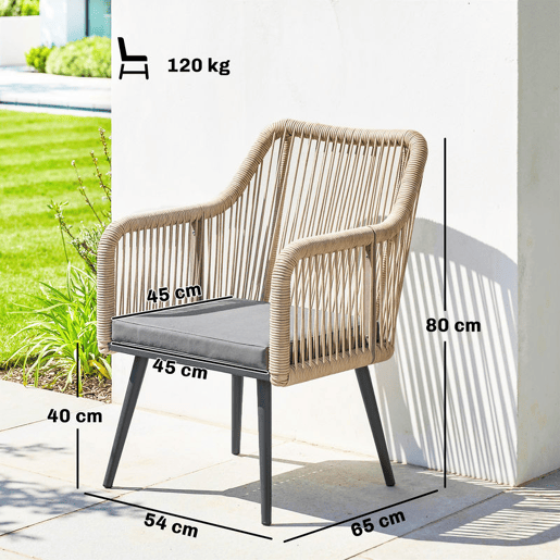 Outsunny Conjunto de 2 Cadeiras de Jardim em Vime Cadeiras para Terraço com Almofadas Apoios de Braço e Estrutura de Aço, Resistente às Intempéries para Varanda ou Terraço 54x65x80 cm Cinza Claro