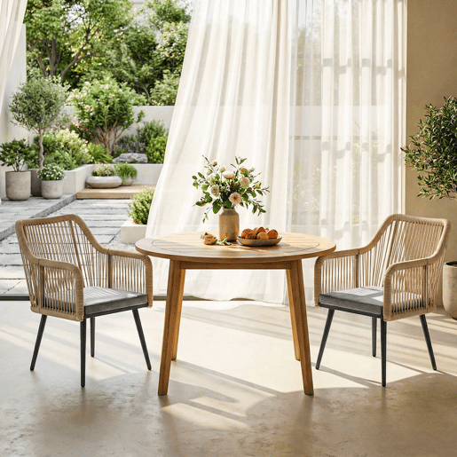 Outsunny Conjunto de 2 Cadeiras de Jardim em Vime Cadeiras para Terraço com Almofadas Apoios de Braço e Estrutura de Aço, Resistente às Intempéries para Varanda ou Terraço 54x65x80 cm Cinza Claro