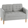 HOMCOM Sofá de 2 Lugares com Espaço de Armazenamento Sofá Moderno em Veludo com Pés de Madeira Encosto Capitonê para Sala Quarto ou Escritório 117x62x78 cm Cinzento Claro