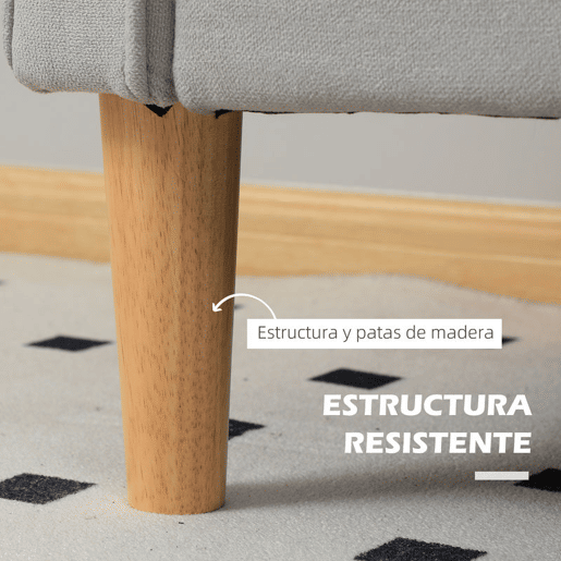 HOMCOM Sofá de 2 Lugares com Espaço de Armazenamento Sofá Moderno em Veludo com Pés de Madeira Encosto Capitonê para Sala Quarto ou Escritório 117x62x78 cm Cinzento Claro