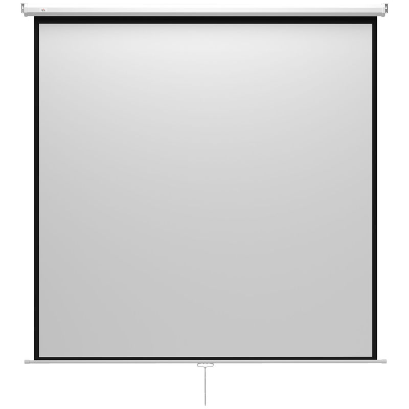 Homcom pantalla de proyector manual 120 pulgadas pantalla de proyección portátil formato 1:1 ángulo de visión de 160° para interior y exterior cine en casa patio 207x207 cm blanco