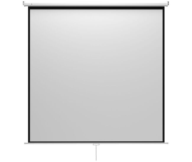 Homcom pantalla de proyector manual 120 pulgadas pantalla de proyección portátil formato 1:1 ángulo de visión de 160° para interior y exterior eventos deportivos cine en casa patio 207x207 cm blanco