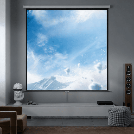 HOMCOM Ecrã de Projeção Manual 120 Polegadas Portátil Formato 1:1 Ângulo de Visão 160° para Interior e Exterior Cinema em Casa Eventos Desportivos Jardim 207x207 cm Branco