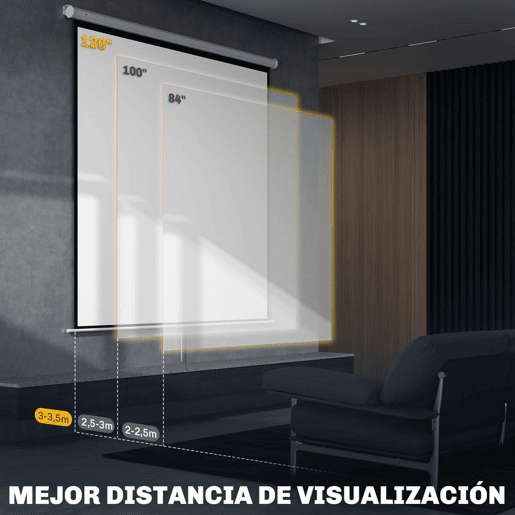 HOMCOM Ecrã de Projeção Manual 120 Polegadas Portátil Formato 1:1 Ângulo de Visão 160° para Interior e Exterior Cinema em Casa Eventos Desportivos Jardim 207x207 cm Branco