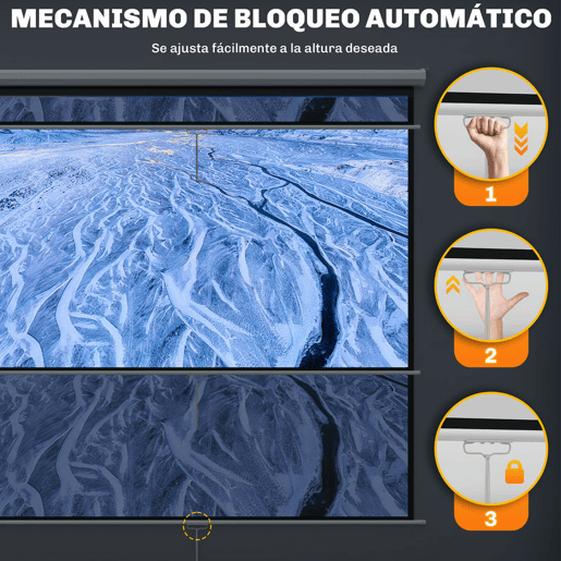 HOMCOM Ecrã de Projeção Manual 120 Polegadas Portátil Formato 1:1 Ângulo de Visão 160° para Interior e Exterior Cinema em Casa Eventos Desportivos Jardim 207x207 cm Branco