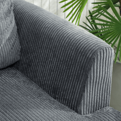 HOMCOM Sofá de 3 Lugares Sofá Moderno para Sala 188x80x86 cm Revestimento em Veludo Almofadas Espessas com Molas Assento Largo Apoios de Braço Fácil Montagem 2 Almofadas Cinzento Escuro