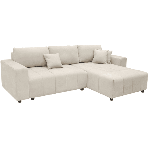 George, sofá-cama de canto de 4 lugares, estilo bolha, em tecido chenille - Bege