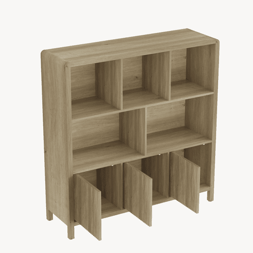 Cómoda Lukkodso 3 portas 102 x 98 x 30 cm Carvalho médio claro en.casa