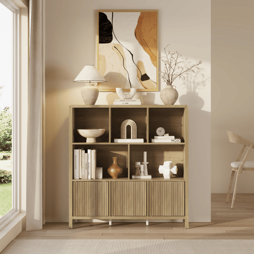Cómoda Lukkodso 3 portas 102 x 98 x 30 cm Carvalho médio claro en.casa