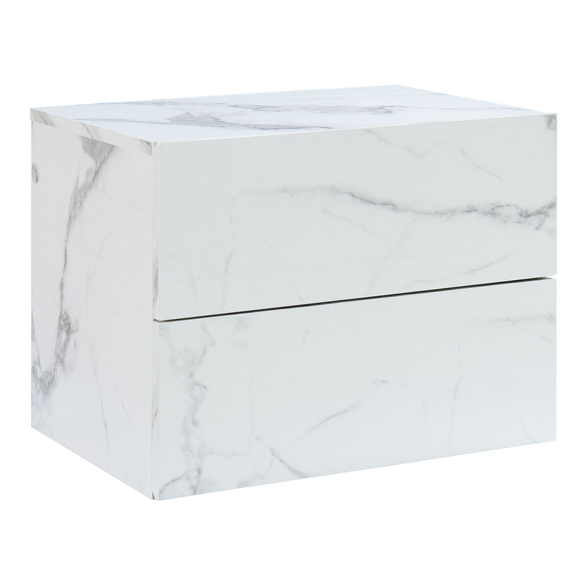 Mesa de noche flotante ampfing 40x29x30 cm - efecto mármol blanco [en.casa]