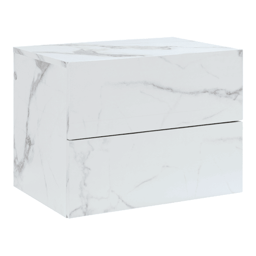 Armário de cabeceira suspenso Ampfing com 2 gavetas 40x29x30cm - Aspeto mármore branco en.casa