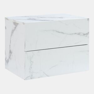 Armário de cabeceira suspenso Ampfing com 2 gavetas 40x29x30cm - Aspeto mármore branco en.casa