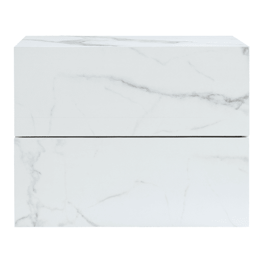 Armário de cabeceira suspenso Ampfing com 2 gavetas 40x29x30cm - Aspeto mármore branco en.casa