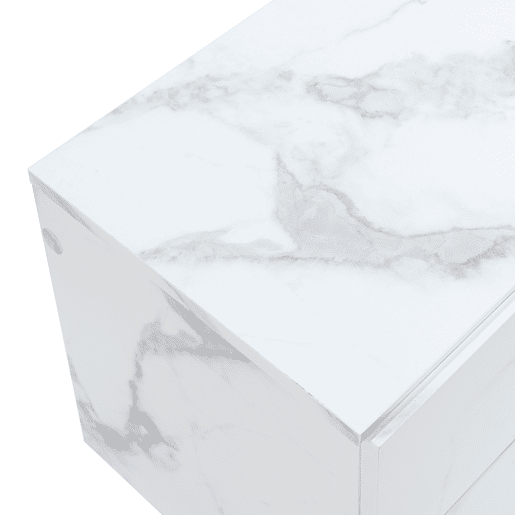 Armário de cabeceira suspenso Ampfing com 2 gavetas 40x29x30cm - Aspeto mármore branco en.casa