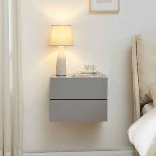 Armário de cabeceira suspenso Ampfing com 2 gavetas 40x29x30cm - Cinzento claro en.casa