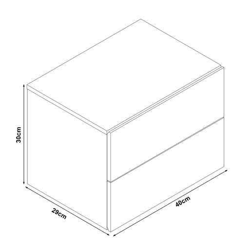 Armário de cabeceira suspenso Ampfing com 2 gavetas 40x29x30cm - Cinzento claro en.casa
