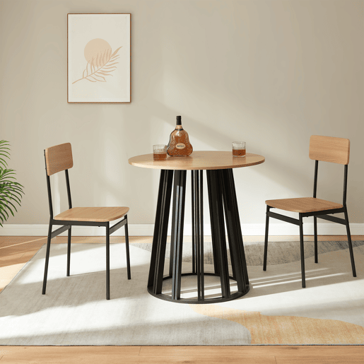 Mesa de jantar Lensuu redonda 76x Ø80 cm PretoCarvalho en.casa