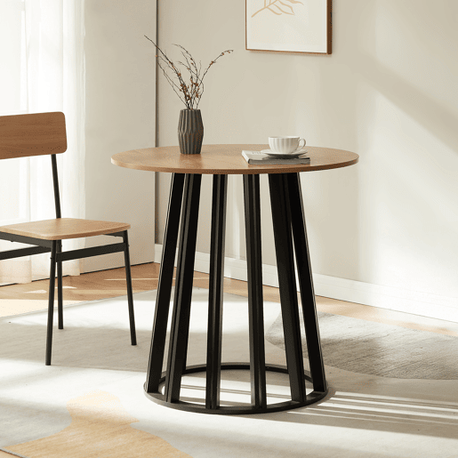 Mesa de jantar Lensuu redonda 76x Ø80 cm PretoCarvalho en.casa