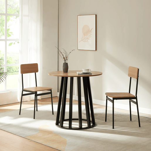 Mesa de jantar Lensuu redonda 76x Ø80 cm PretoCarvalho en.casa