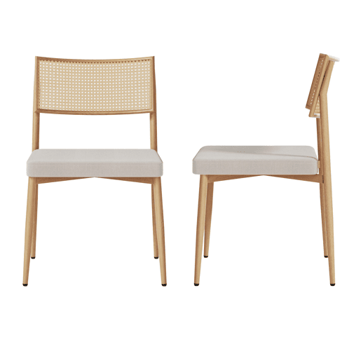 Conjunto de 2 cadeiras de sala de jantar Jördfjok têxteis Efeito RattanBege en.casa Conjunto de 2 cadeiras de sala de jantar Jördfjok têxteis Efeito RattanBege en.casa