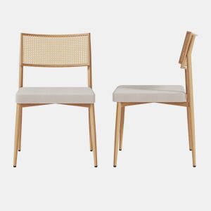 Conjunto de 2 cadeiras de sala de jantar Jördfjok têxteis Efeito RattanBege en.casa