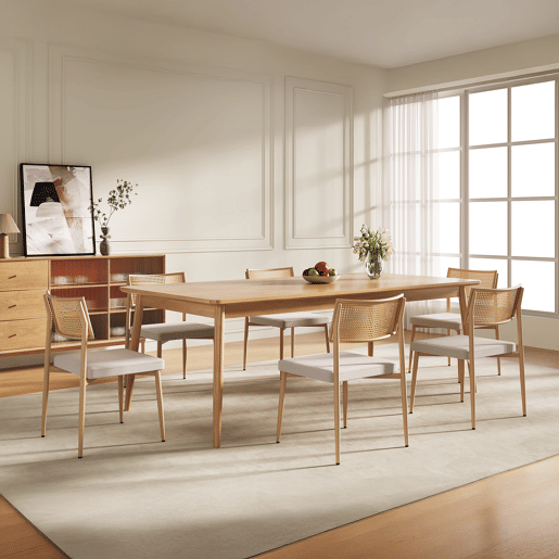 Conjunto de 2 cadeiras de sala de jantar Jördfjok têxteis Efeito RattanBege en.casa Conjunto de 2 cadeiras de sala de jantar Jördfjok têxteis Efeito RattanBege en.casa