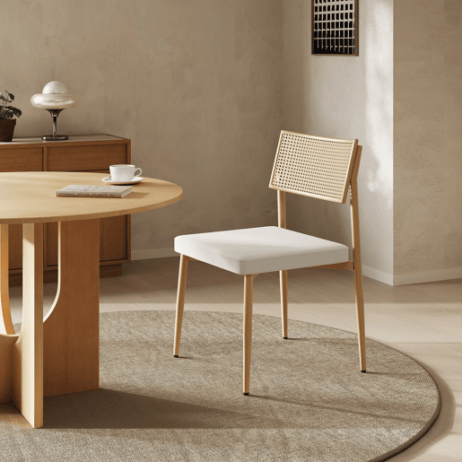 Conjunto de 2 cadeiras de sala de jantar Jördfjok têxteis Efeito RattanBege en.casa Conjunto de 2 cadeiras de sala de jantar Jördfjok têxteis Efeito RattanBege en.casa