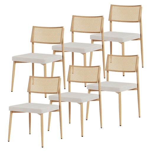 Conjunto de 6 cadeiras de sala de jantar Jördfjok têxteis Efeito RattanBege en.casa