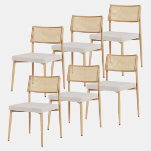Conjunto de 6 cadeiras de sala de jantar Jördfjok têxteis Efeito RattanBege en.casa