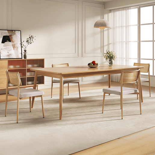 Conjunto de 6 cadeiras de sala de jantar Jördfjok têxteis Efeito RattanBege en.casa