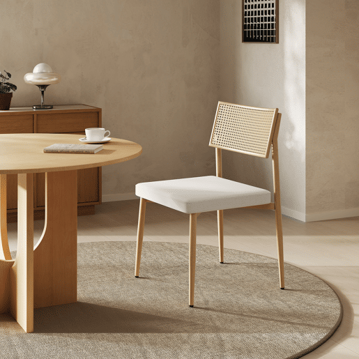Conjunto de 6 cadeiras de sala de jantar Jördfjok têxteis Efeito RattanBege en.casa