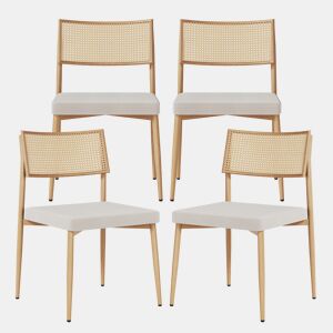 Conjunto de 4 cadeiras de sala de jantar Jördfjok têxteis Efeito RattanBege en.casa