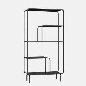 Estante Færder aço de 4 níveis 145x76x33 cm preto en.casa