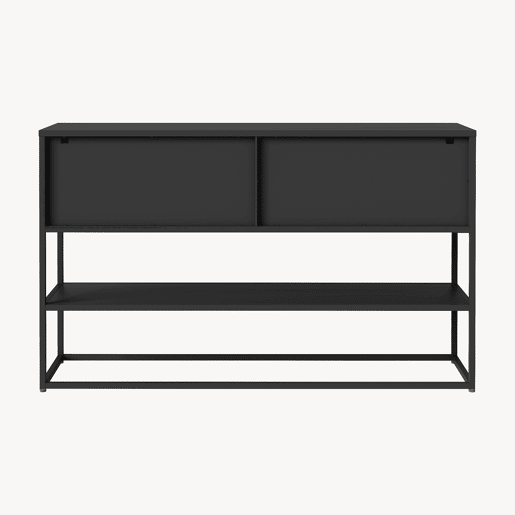 Aparador Säkylä com 4 portas de vidro 150x38x90 cm aço Preto en.casa
