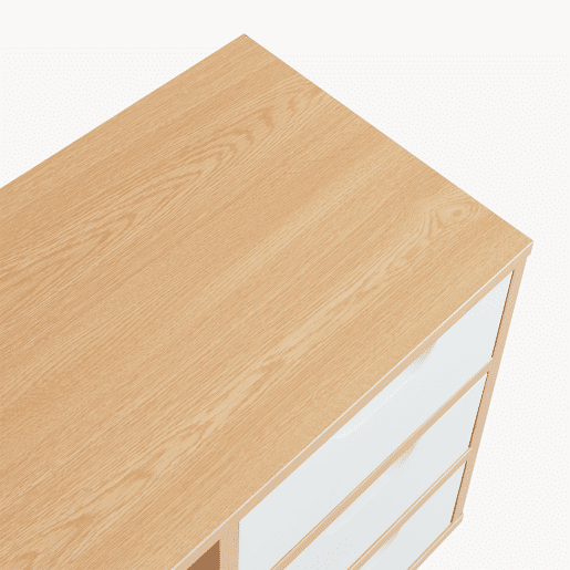 Mesa de cabeceira Bordkak 3 gavetas e 1 compartimento 55x48x30 cm CarvalhoBranco en.casa