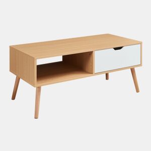 Mesa de centro Bordkak com gaveta 100x48x45 cm carvalhobranco en.casa