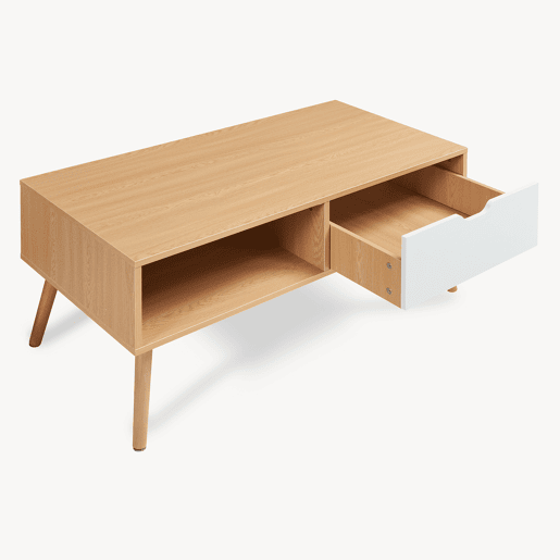 Mesa de centro Bordkak com gaveta 100x48x45 cm carvalhobranco en.casa