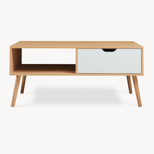 Mesa de centro Bordkak com gaveta 100x48x45 cm carvalhobranco en.casa