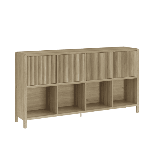 Aparador Lukkodso com 8 compartimentos 77x145x30 cm Carvalho médio claro en.casa Aparador Lukkodso com 8 compartimentos 77x145x30 cm Carvalho médio claro en.casa