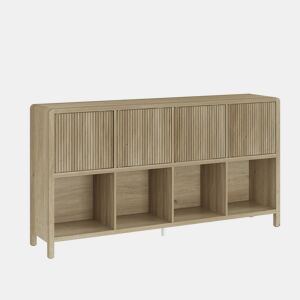 Aparador Lukkodso com 8 compartimentos 77x145x30 cm Carvalho médio claro en.casa
