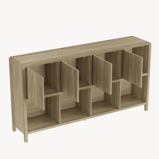 Aparador Lukkodso com 8 compartimentos 77x145x30 cm Carvalho médio claro en.casa Aparador Lukkodso com 8 compartimentos 77x145x30 cm Carvalho médio claro en.casa