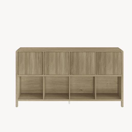Aparador Lukkodso com 8 compartimentos 77x145x30 cm Carvalho médio claro en.casa Aparador Lukkodso com 8 compartimentos 77x145x30 cm Carvalho médio claro en.casa