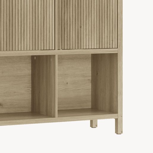 Aparador Lukkodso com 8 compartimentos 77x145x30 cm Carvalho médio claro en.casa Aparador Lukkodso com 8 compartimentos 77x145x30 cm Carvalho médio claro en.casa