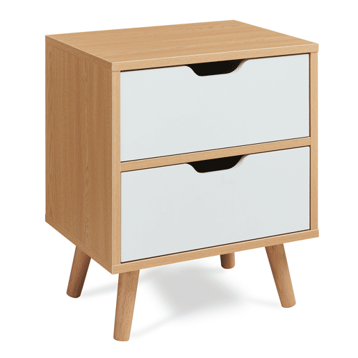 Mesa de cabeceira Bordkak 2 gavetas 50x40x30 cm CarvalhoBranco en.casa