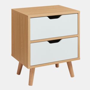 Mesa de cabeceira Bordkak 2 gavetas 50x40x30 cm CarvalhoBranco en.casa