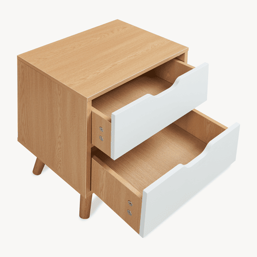 Mesa de cabeceira Bordkak 2 gavetas 50x40x30 cm CarvalhoBranco en.casa