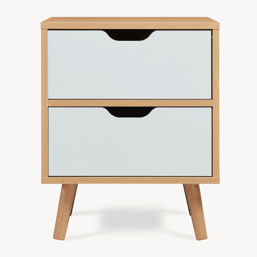 Mesa de cabeceira Bordkak 2 gavetas 50x40x30 cm CarvalhoBranco en.casa